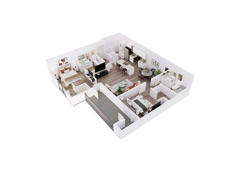 Floor plan for 2 beds, 2 baths, 1100 sqft